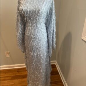 Elegant Light Blue butterfly Feathered Dress